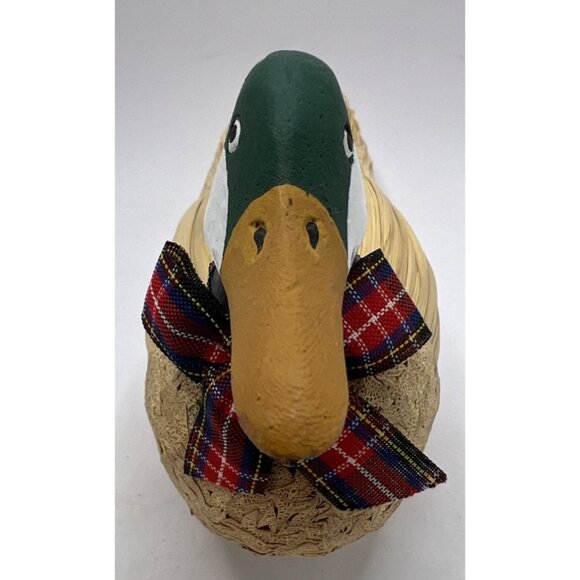 Mallard Duck Decoy Home Decor Natural Bamboo/ Reed/ Straw & Wood - Picture 6 of 8